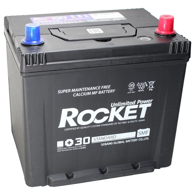 Аккумулятор ROCKET 75D23L 65 Ач 590 А (SAE), обратная полярность