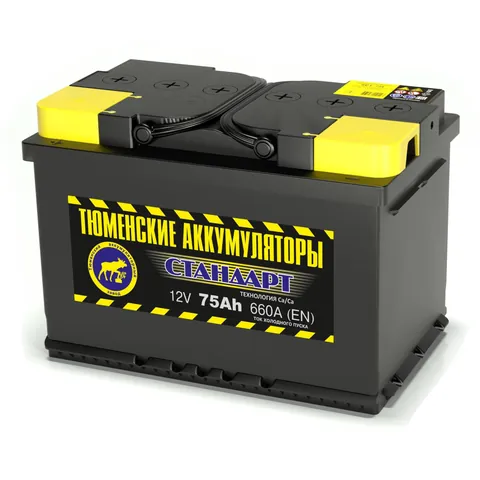 Аккумулятор ТЮМЕНСКИЕ АККУМУЛЯТОРЫ Стандарт 75 Ач 660 А (EN), прямая полярность, LN3