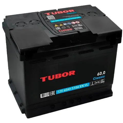 Аккумулятор TUBOR Classic 60 Ач 510 А (EN), прямая полярность, LN2