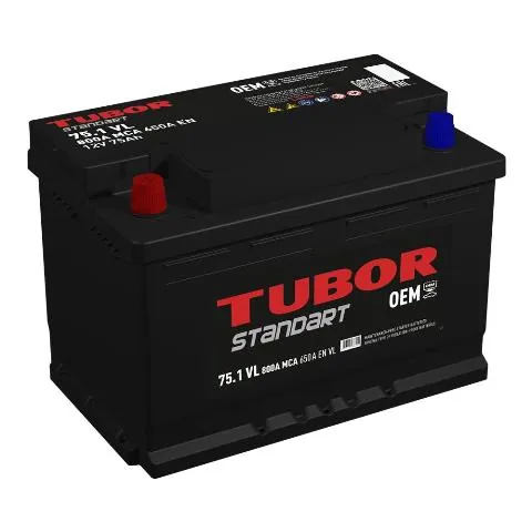 Аккумулятор TUBOR Standart 75 Ач 650 А (EN), прямая полярность, LN3