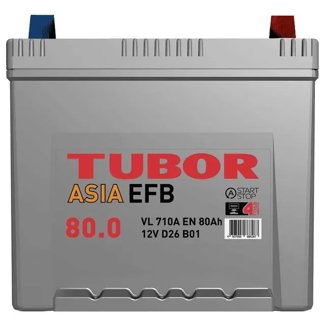 Аккумулятор TUBOR 80 Ач 710 А (EN), обратная полярность, D26