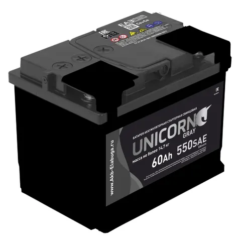 Аккумулятор UNIKORN Gray 60 Ач 500 А (EN), прямая полярность, LN2