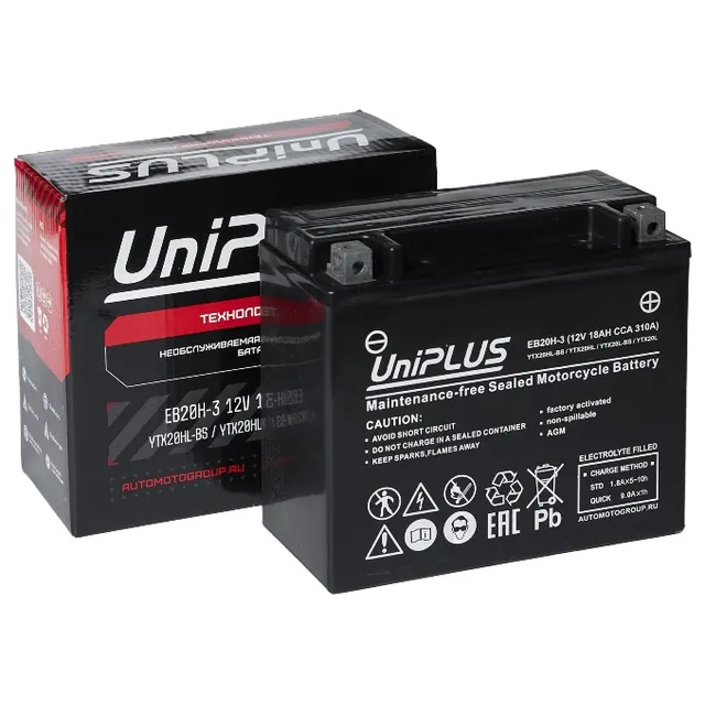 Аккумулятор UniPLUS High Performance YTX20L-BS 18 Ач 310 А, обратная полярность
