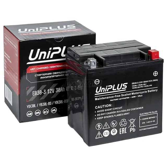 Аккумулятор UniPLUS High performance 30 Ач 385 А, обратная полярность, YIX30L